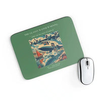 Thumbnail for VINTAGE G4280 - The Glassy Water Warning - Designed Mouse Pads design on green rectangle