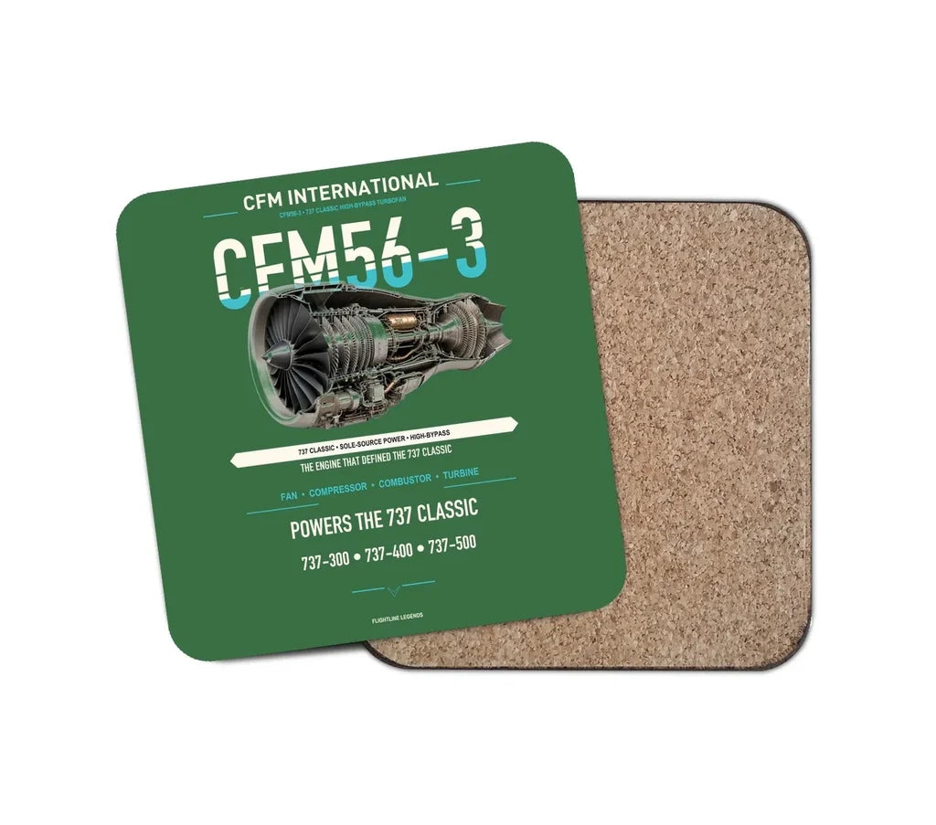 CFM56-3 design on green 1 piece coaster