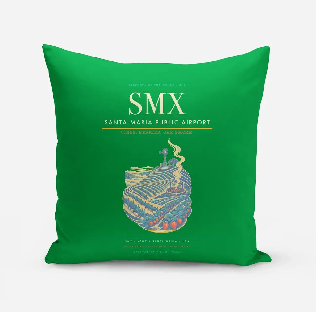 Santa Maria Public Airport (SMX) design on green pillow
