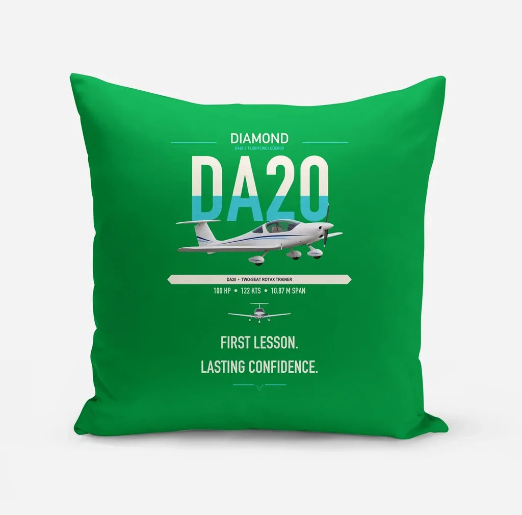 Diamond DA20 design on green pillow