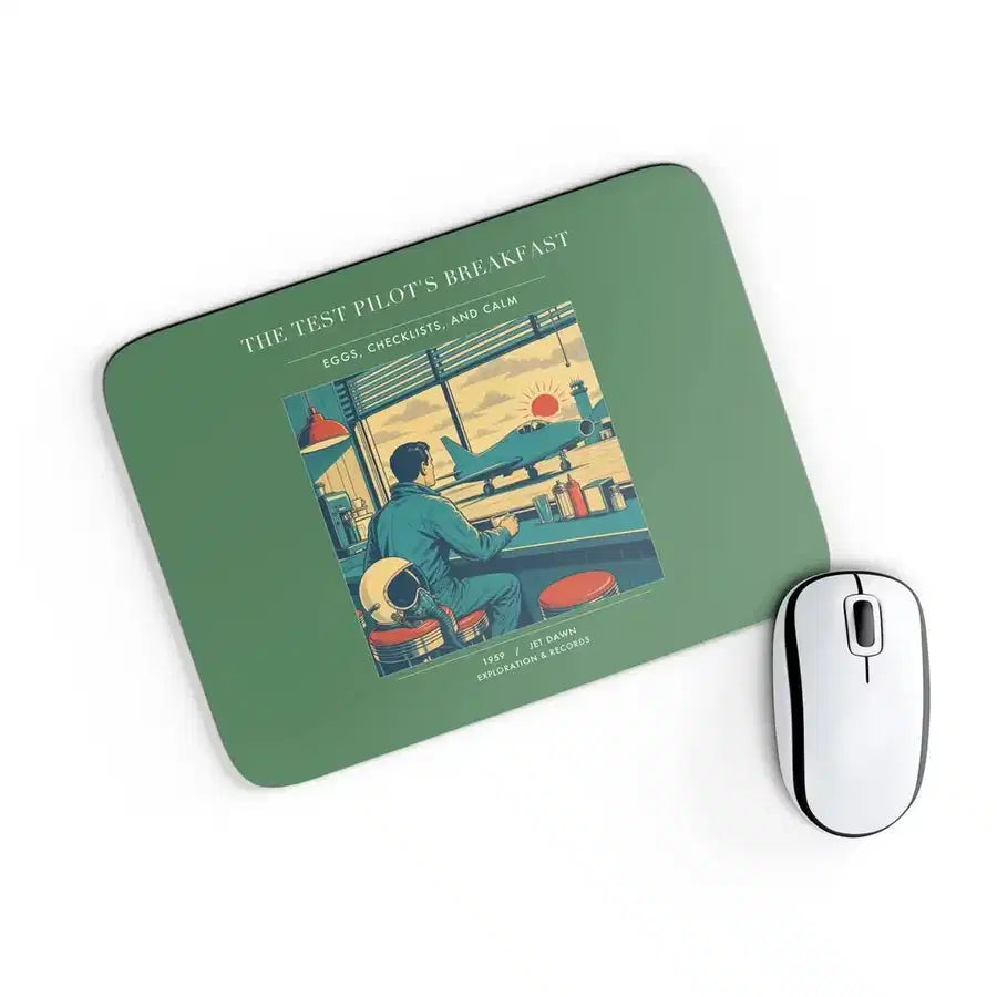 VINTAGE G4457 - The Test Pilot's Breakfast - Designed Mouse Pads design on green rectangle