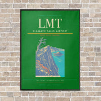Thumbnail for Klamath Falls Airport LMT vertical canvas print - framed - green background