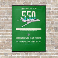 Thumbnail for Cessna Citation 550 - Citation II vertical canvas print - framed - green background