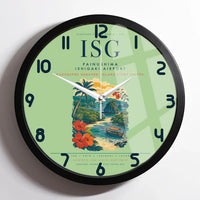 Thumbnail for Painushima Ishigaki Airport (ISG) design on light green framed wall clock