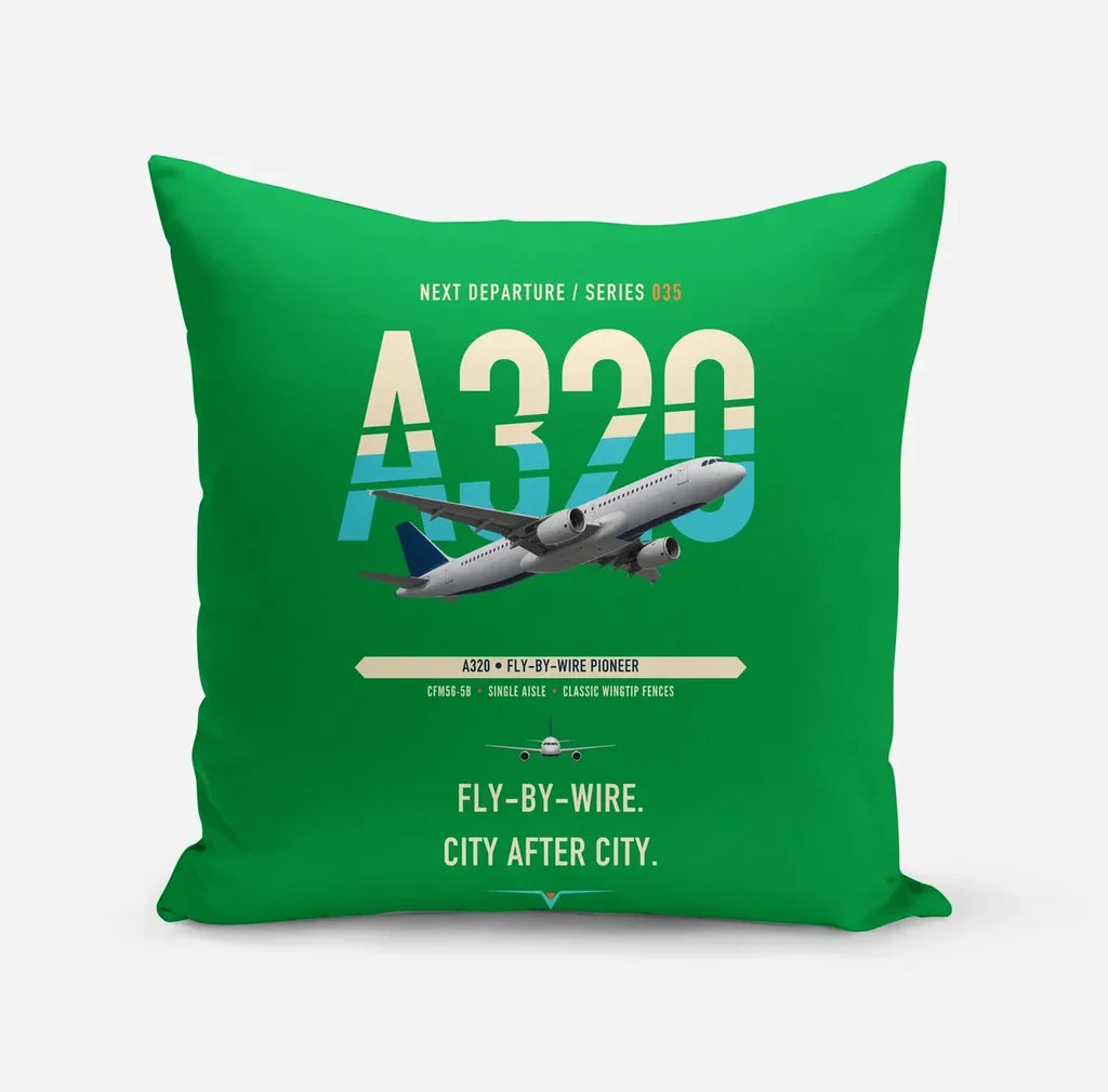 Airbus A320 design on green pillow