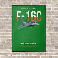 Thumbnail for F-16C Fighting Falcon Nine G One Purpose vertical canvas print - framed - green background