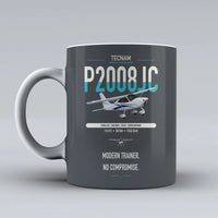 Thumbnail for Tecnam P2008JC NG design on gray ceramic mug, double-side print