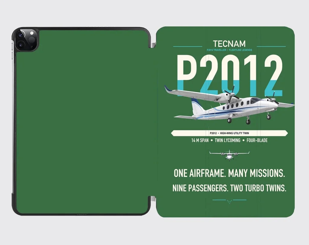 Tecnam P2012 Traveller design on green ipad tablet case