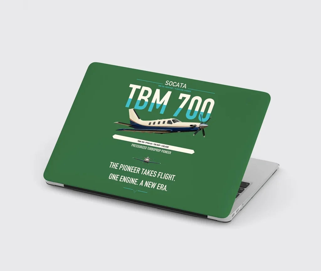 Socata TBM 700 design on green MacBook case