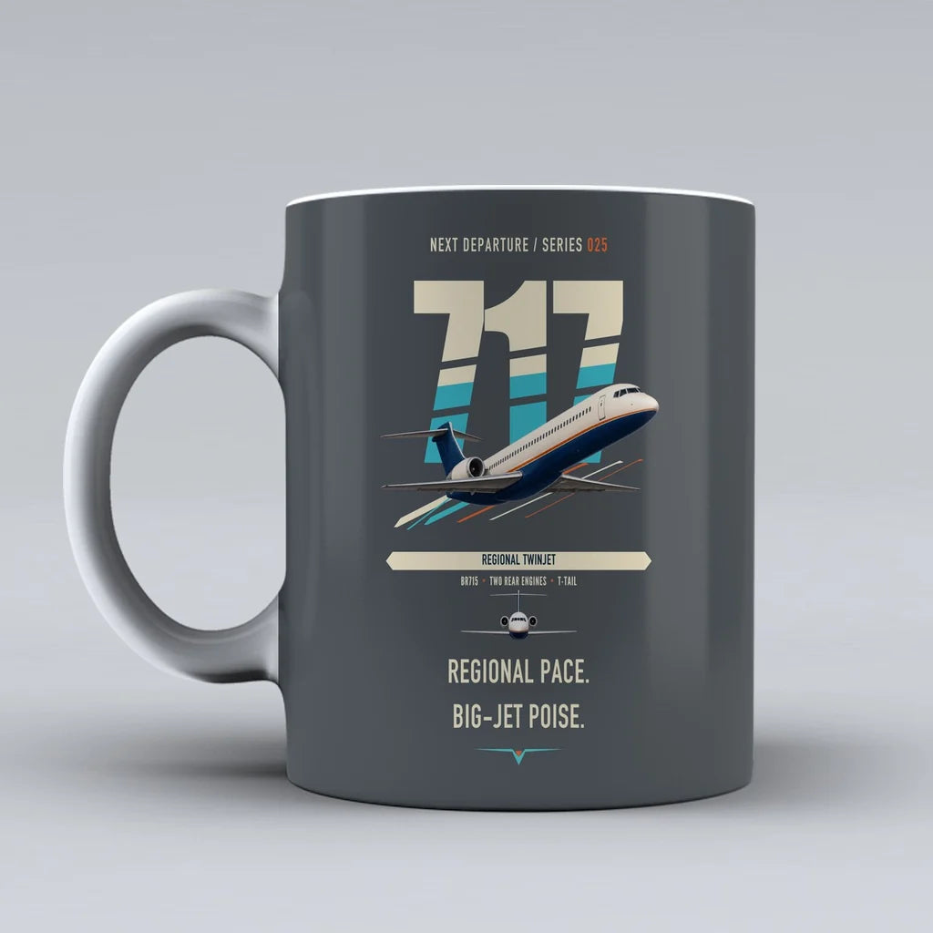 Boeing 717-200 double-side print on gray ceramic mug