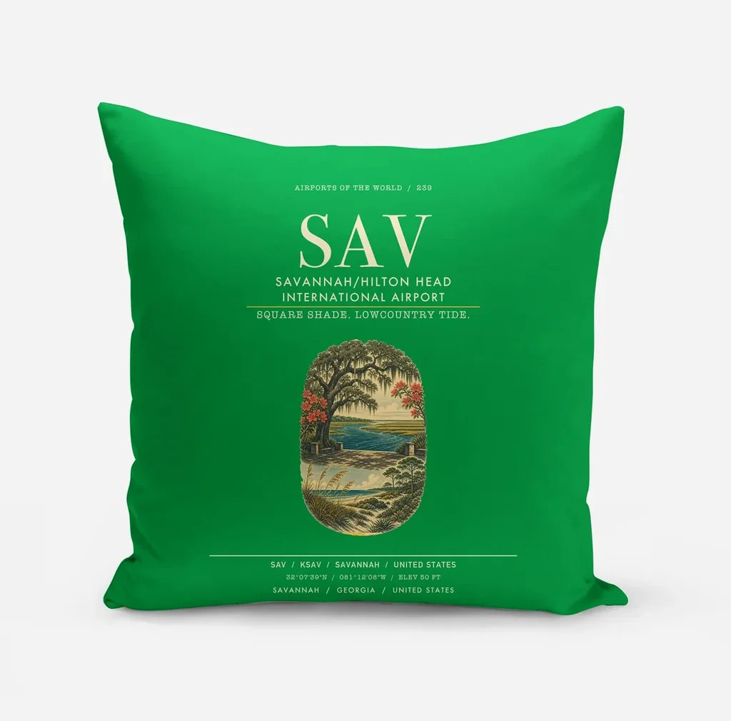 Savannah-Hilton Head International Airport (SAV) design on green pillow