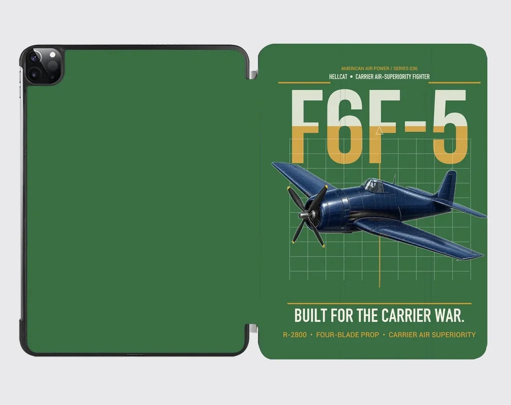 F6F-5 Hellcat design on green ipad tablet case