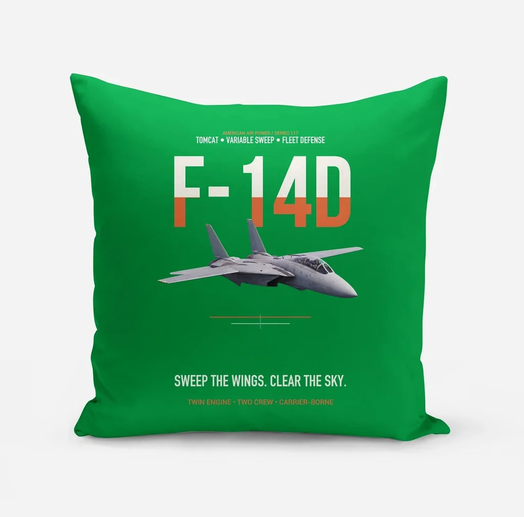 F-14D Tomcat Sweep The Wings Clear The Sky design on green pillow
