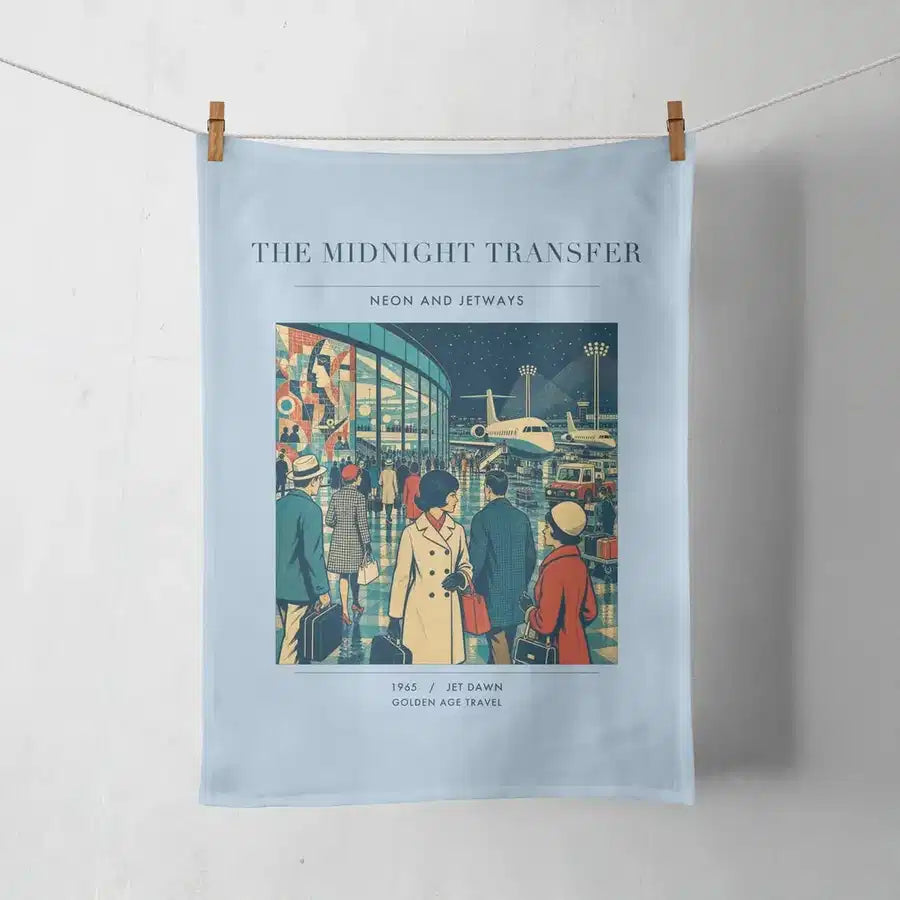 VINTAGE G4117 - The Midnight Transfer - Designed Towels design on lightblue