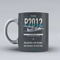 Thumbnail for Tecnam P2012 Traveller design on gray ceramic mug, double-side print