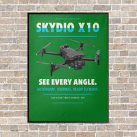 Thumbnail for Skydio X10 vertical canvas print - framed - green background