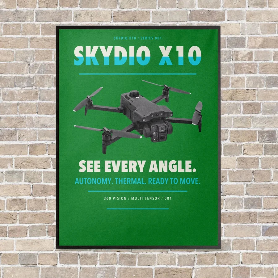 Skydio X10 vertical canvas print - framed - green background