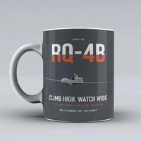 Thumbnail for RQ-4B Global Hawk design on gray ceramic mug, double-side print