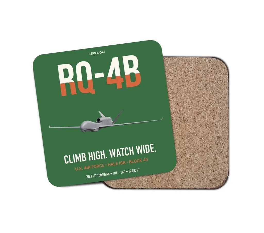 RQ-4B Global Hawk design on green 1 piece coaster