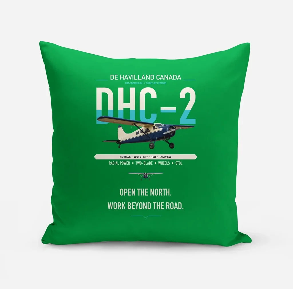 DHC-2 Beaver Mk I design on green pillow