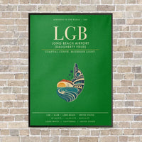 Thumbnail for Long Beach Airport (Daugherty Field) LGB vertical canvas print - framed - green background