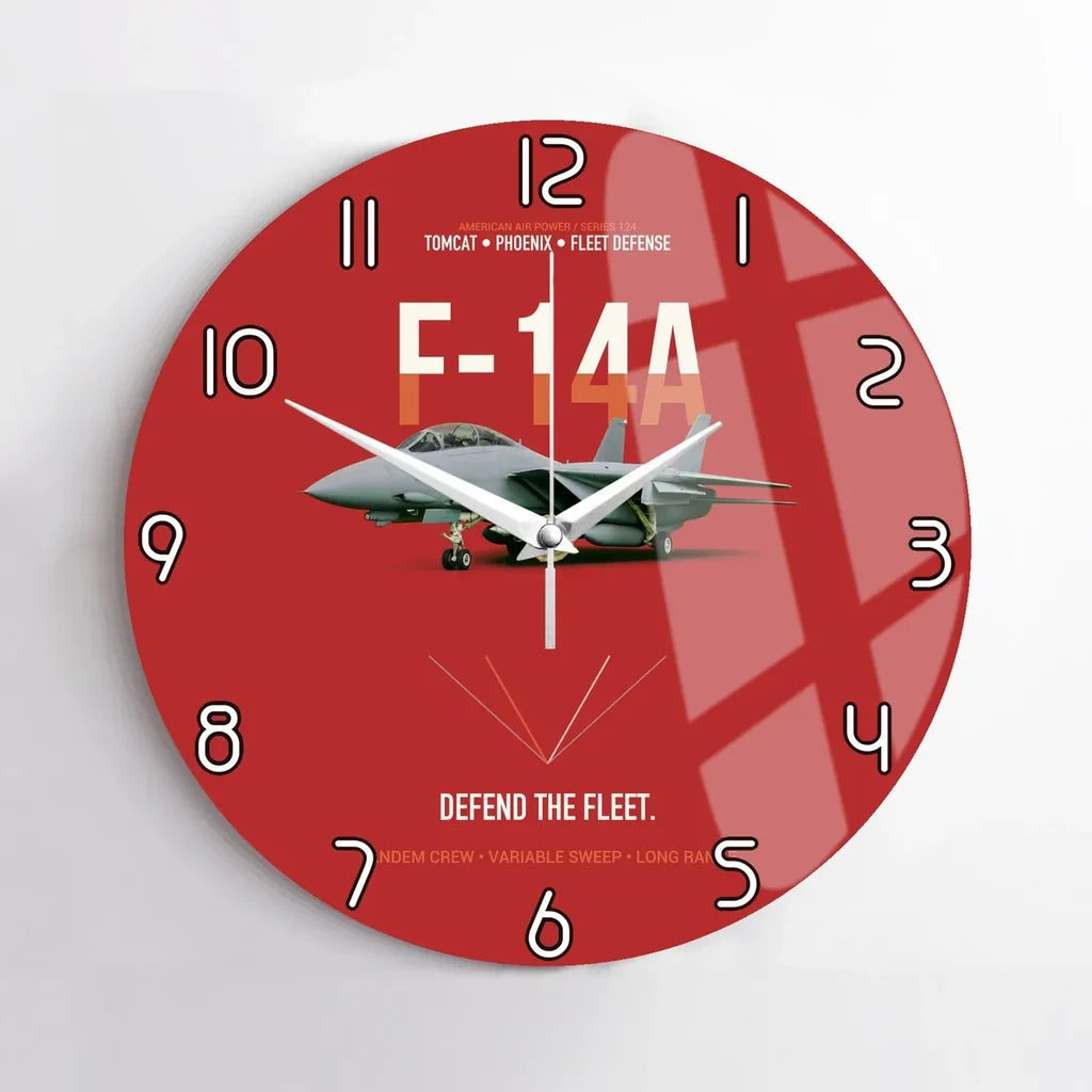 F-14A Tomcat Defend The Fleet design on red no frame wall clock