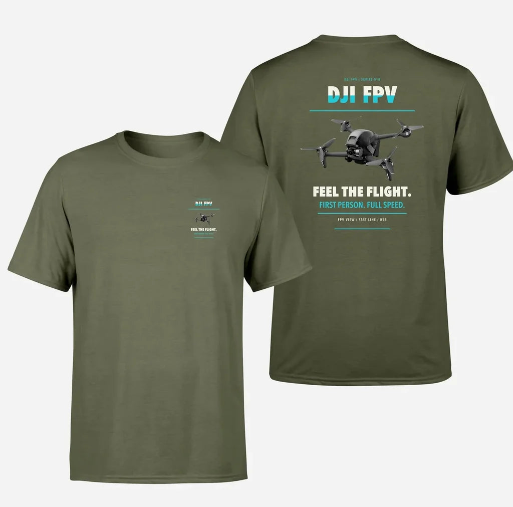 DJI FPV design on green army t shirt
