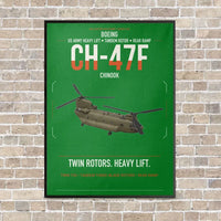 Thumbnail for Boeing CH-47F Chinook vertical canvas print - framed - green background