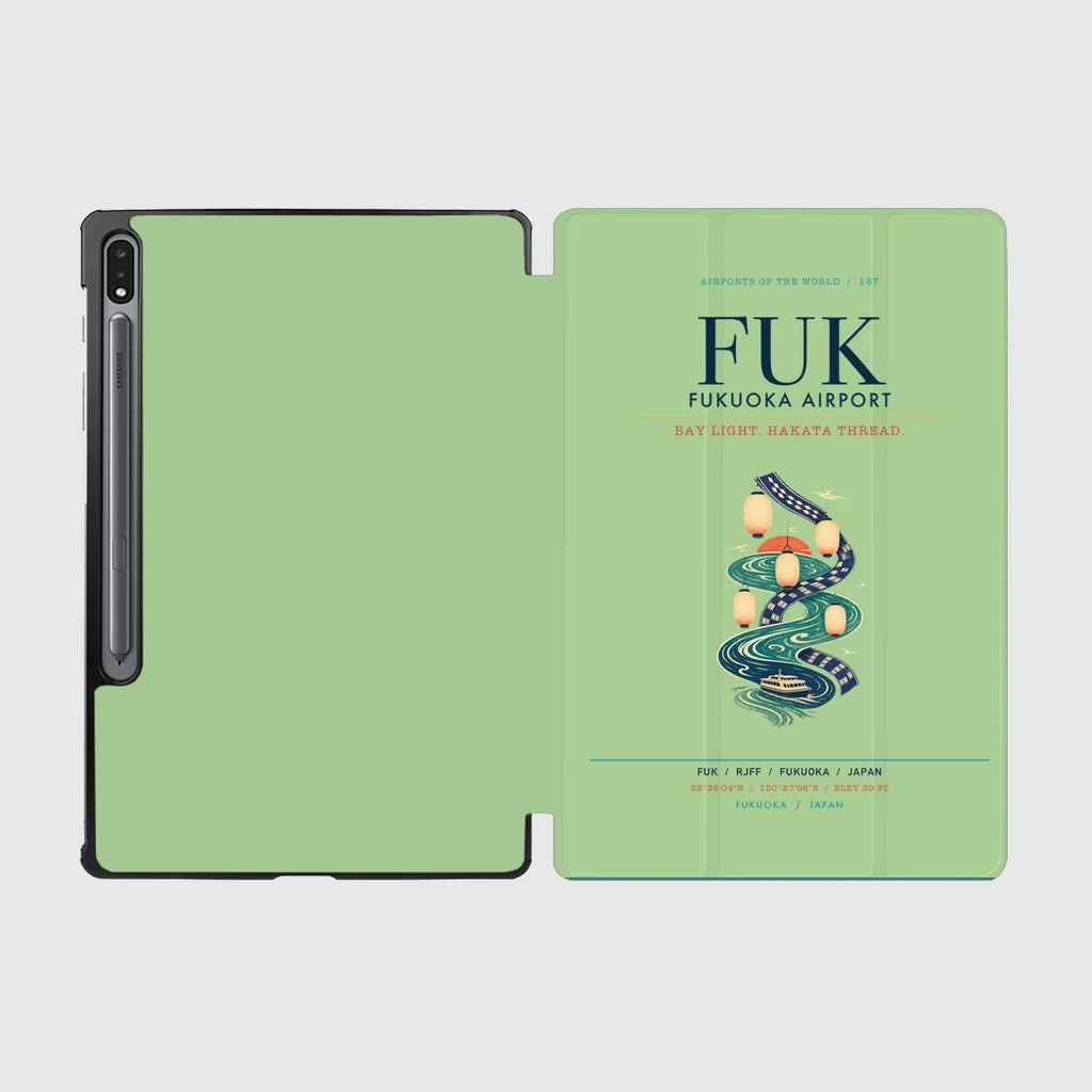 Fukuoka Airport (FUK) design on light green samsung tablet tablet case