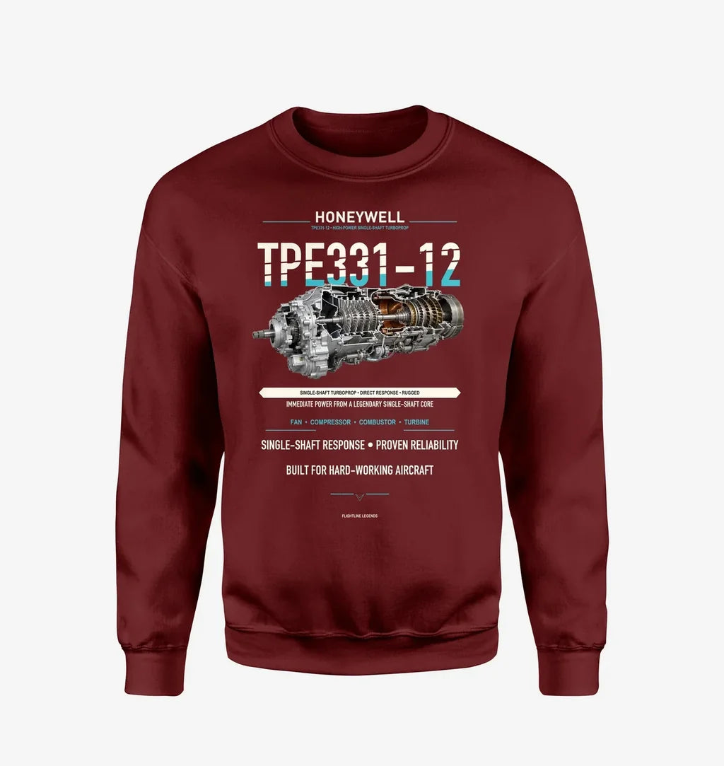 TPE331-12 design on wine red sweatshirt