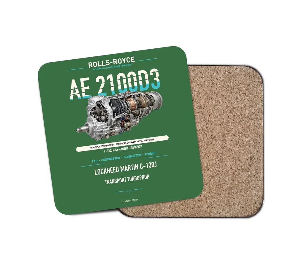 AE 2100D3 design on green 1 piece coaster