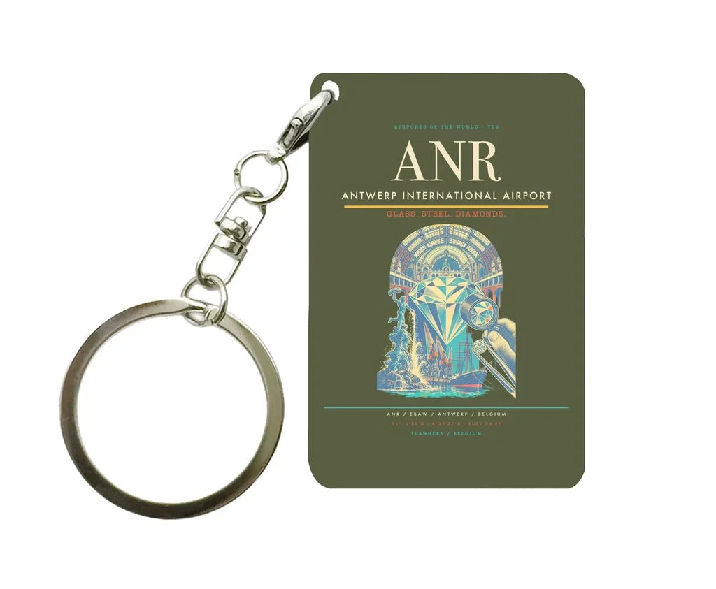Antwerp International Airport (ANR) design on green army key chain