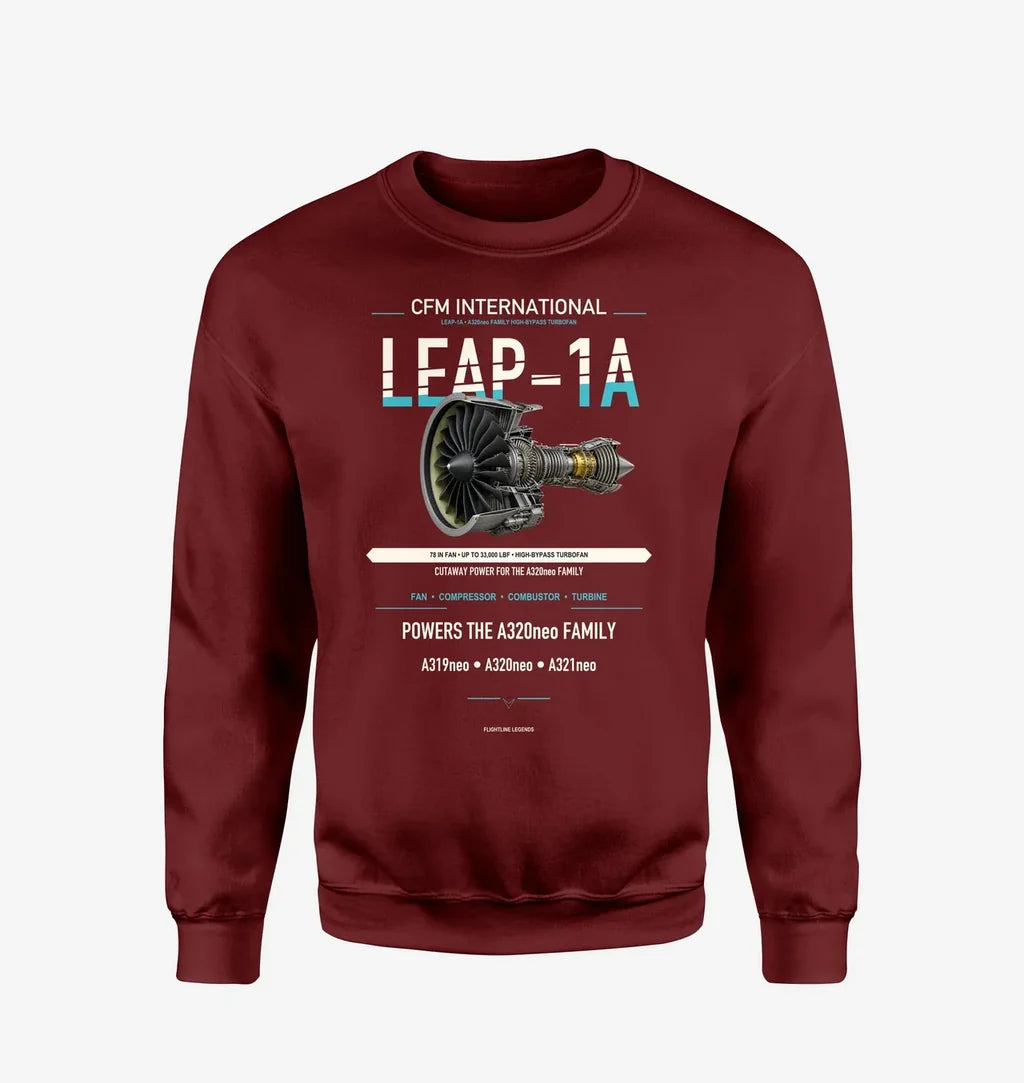 CFM LEAP-1A design on wine red sweatshirt