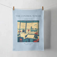 Thumbnail for VINTAGE G4093 - The Control Tower - Designed Towels design on lightblue
