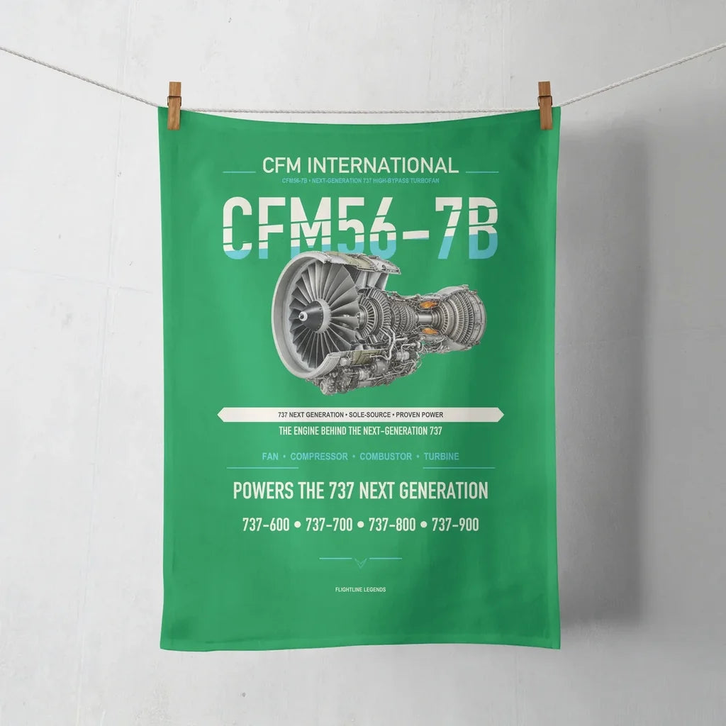CFM56-7B design on green towel