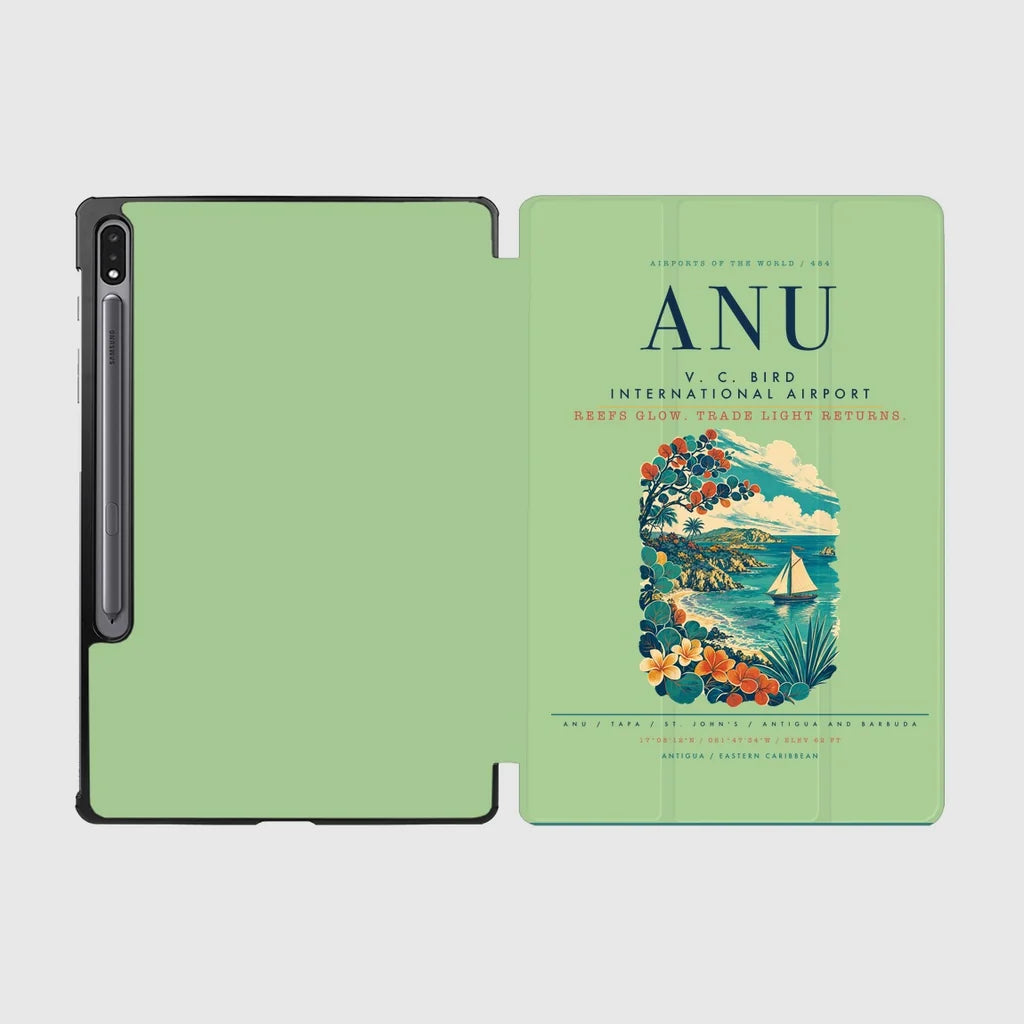 V. C. Bird International Airport (ANU) design on light green samsung tablet tablet case