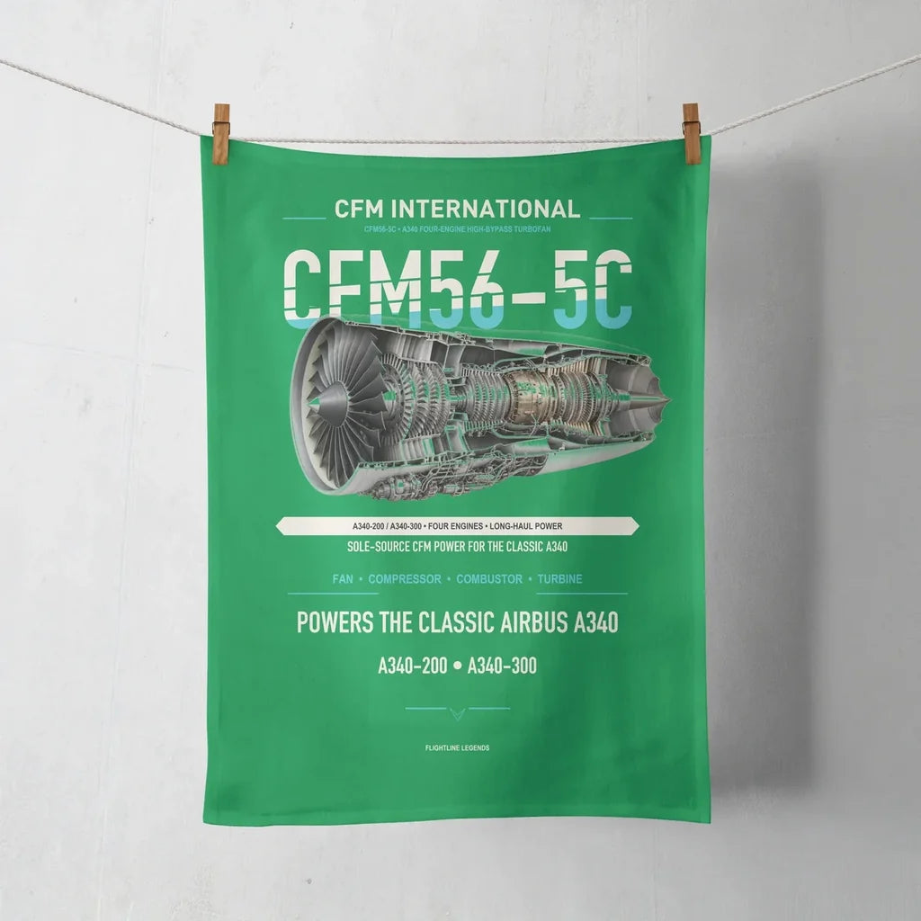 CFM56-5C design on green towel