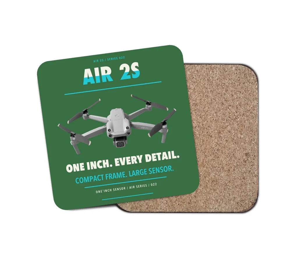 DJI Air 2S design on green 1 piece coaster