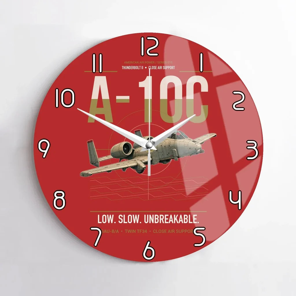 A-10C Thunderbolt II design on red no frame wall clock