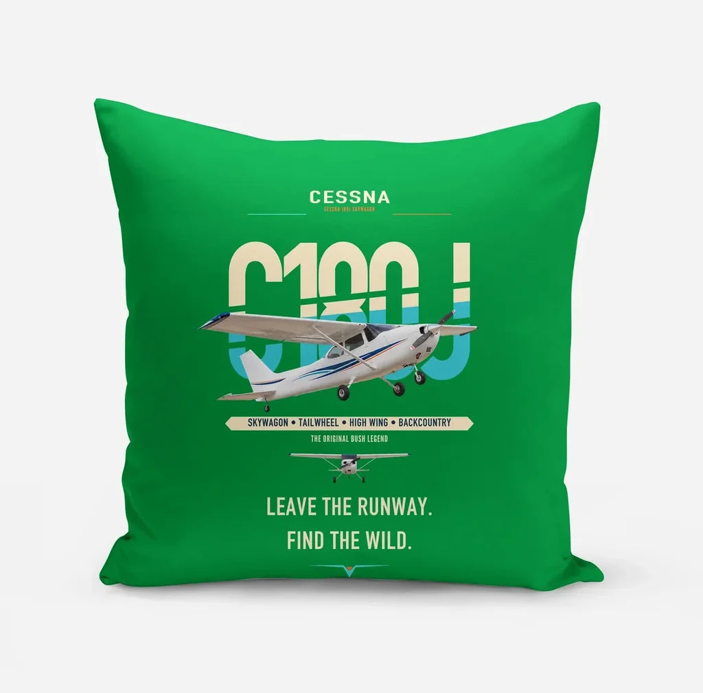 Cessna 180J Skywagon design on green pillow