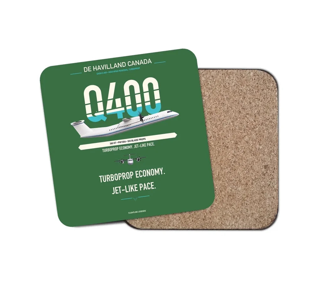 De Havilland Dash 8-400 design on green 1 piece coaster
