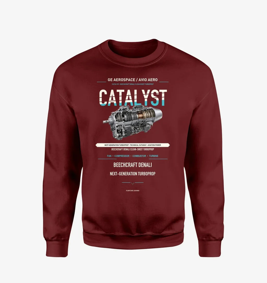 CATALYST design on wine red sweatshirt