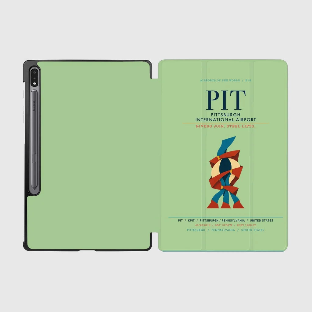 Pittsburgh International Airport (PIT) design on light green samsung tablet tablet case