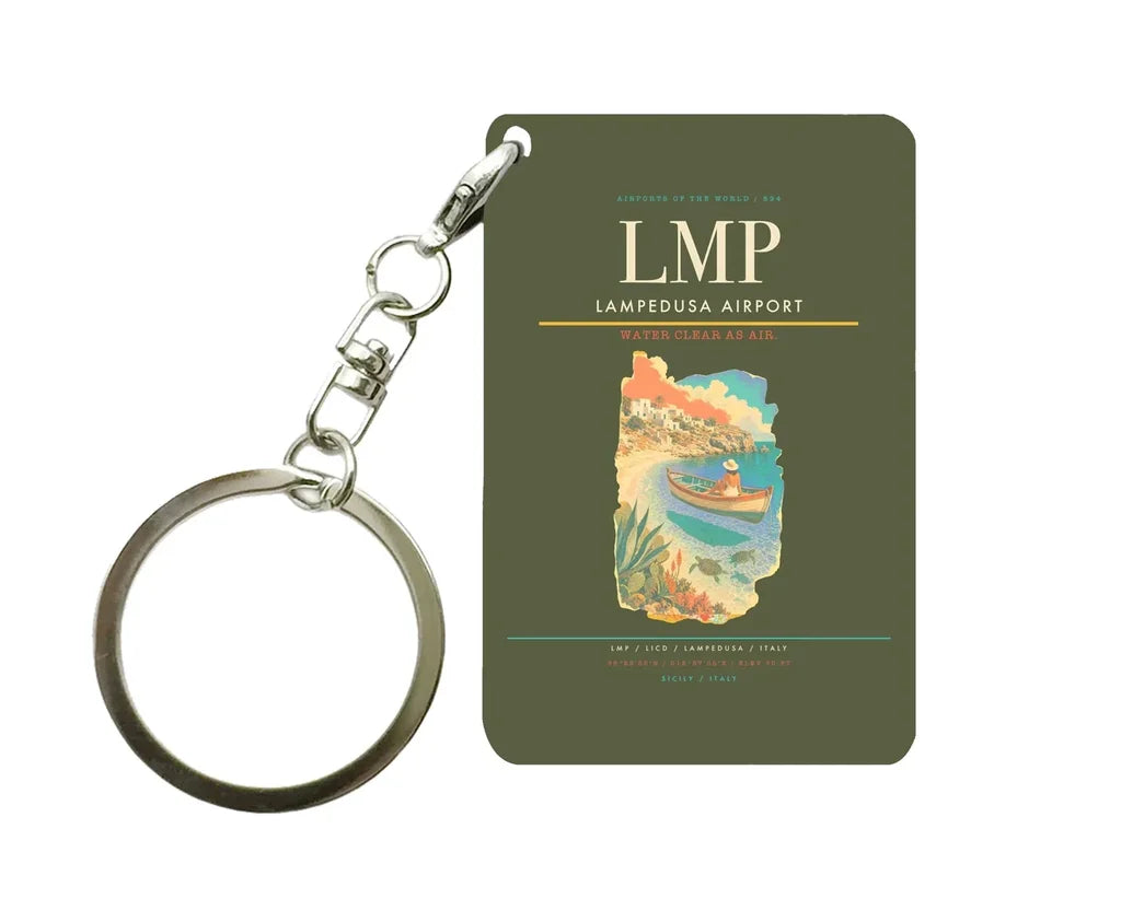 Lampedusa Airport (LMP) design on green army key chain