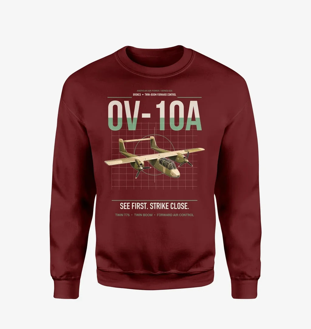 OV-10A Bronco design on wine red sweatshirt