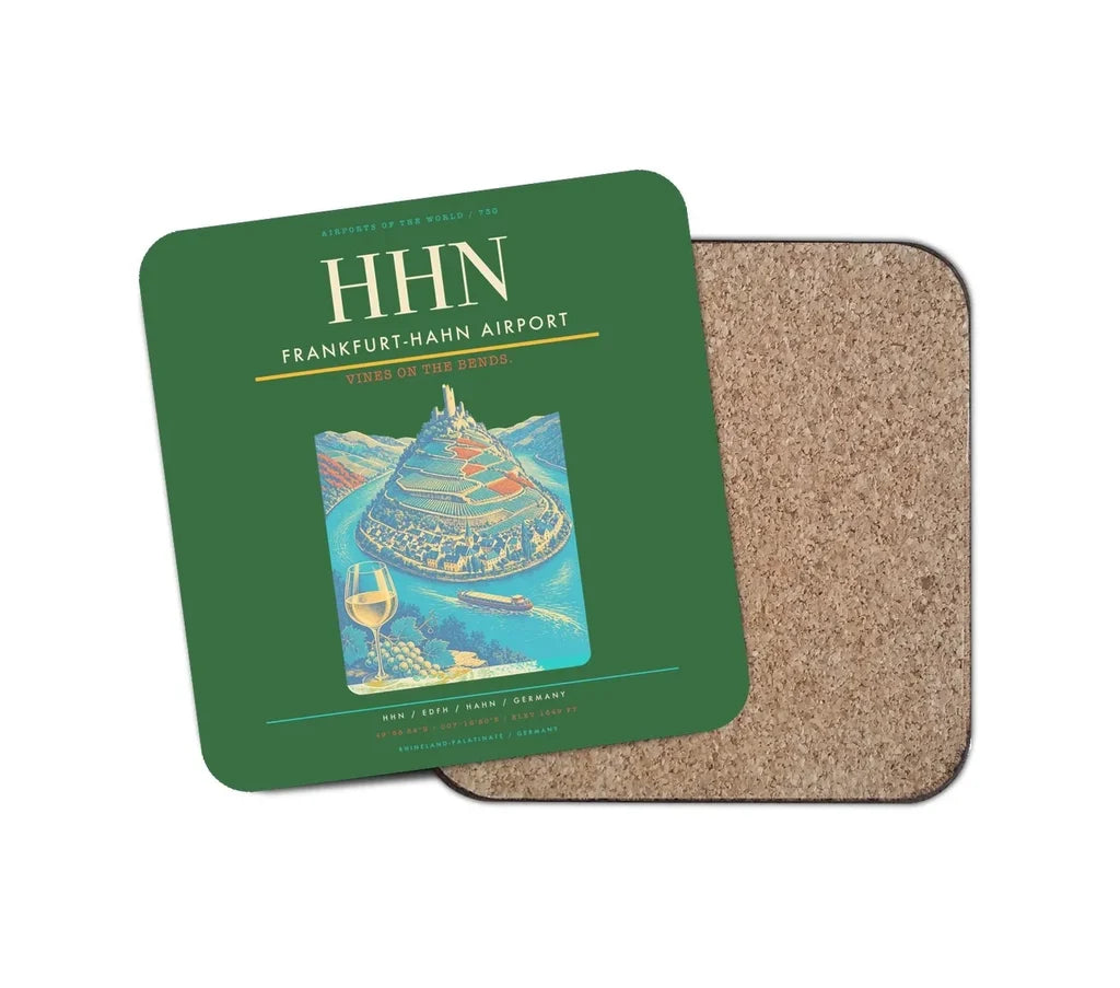 Frankfurt-Hahn Airport (HHN) design on green 1 piece coaster
