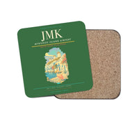 Thumbnail for Mykonos Island Airport (JMK) design on green 1 piece coaster