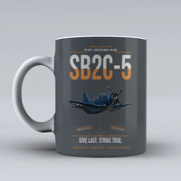 Thumbnail for SB2C-5 Helldiver design on gray ceramic mug, double-side print