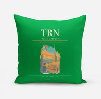 Thumbnail for Turin Airport (TRN) design on green pillow