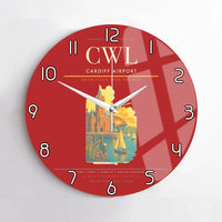Thumbnail for Cardiff Airport (CWL) design on red no frame wall clock